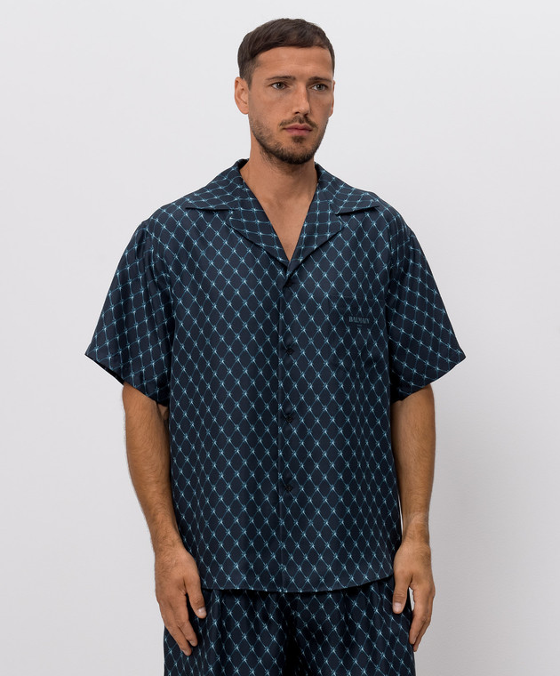 Balmain Синя сорочка із шовку HH1HL065SF55 зображення 3