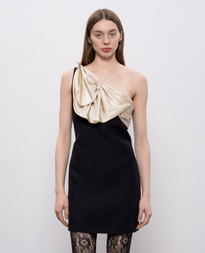 Valentino Черное платье на одно плечо из шерсти и шелка 8B3VAHX51CF