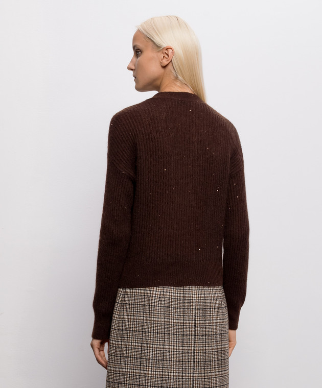 Brunello Cucinelli Коричневый кардиган с пайетками MPG737816 изображение 4