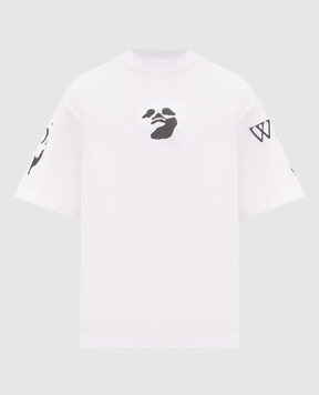 Off-White Біла футболка з брендовим принтом 44MAA120F26J004