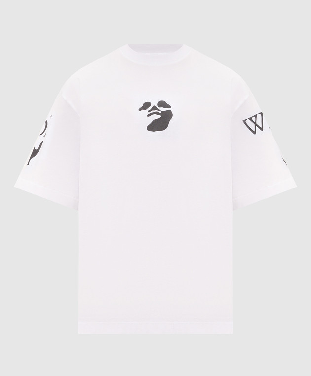 Off-White Белая футболка с брендовым принтом 44MAA120F26J004