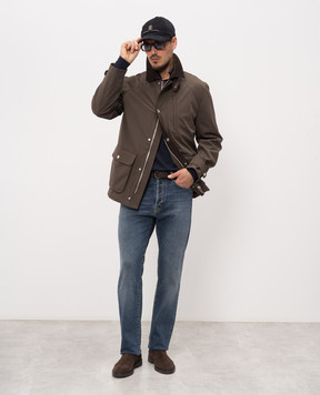 Brunello Cucinelli Поло синего цвета из шерсти и кашемира M2400295