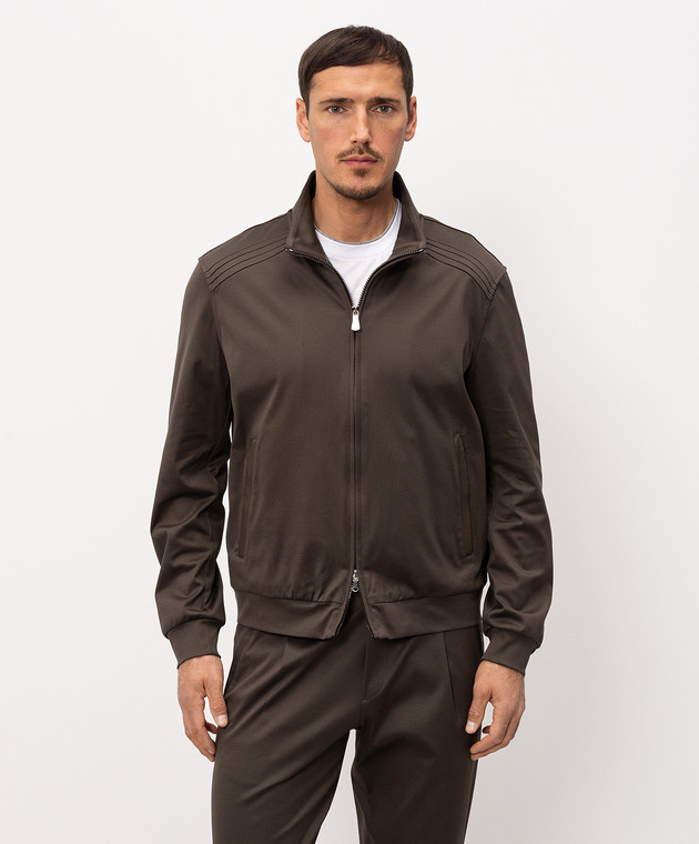 Bilancioni Зеленая спортивная куртка с кожаными вставками BE26CJ4HM1 изображение 3