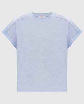 Peserico Голубая футболка с леном с цепочкой мониль S06416J00D03036