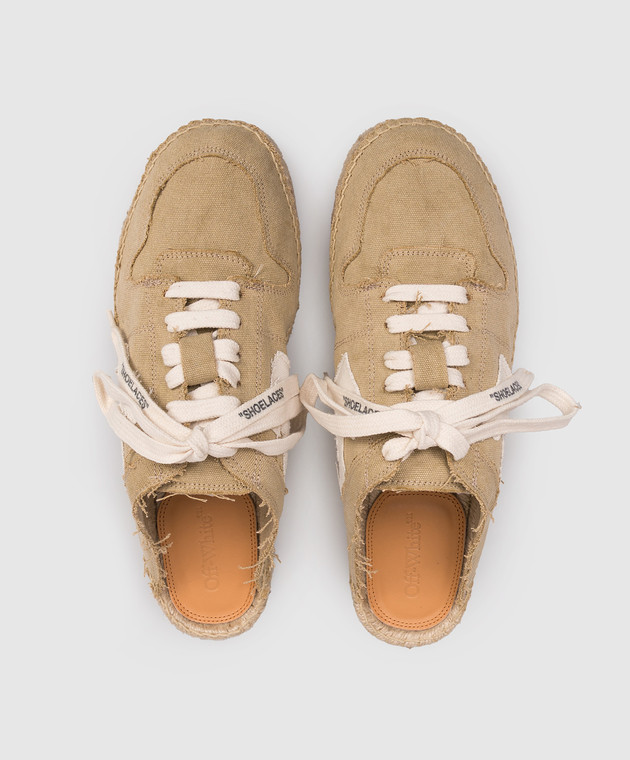 Off-White Бежеві кросівки-мюлі з нашивкою емблеми OMIB00AS26FAB001 зображення 4