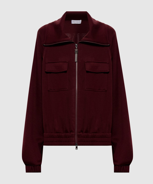 Brunello Cucinelli Бордовая спортивная куртка с шелком MP828B2B06