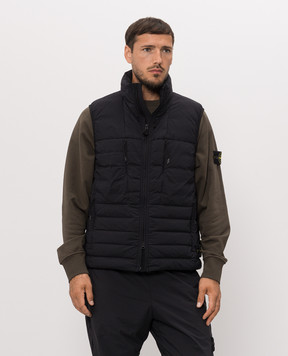 Stone Island Черный пуховый жилет с логотипом патча L2S15G100011S0183