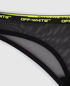 Off-White Чорні трусики-тонг в сіточку у візерунок OWUC004F25JER001