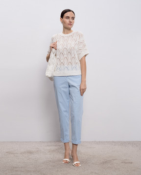 Peserico Білий ажурний топ з паєтками A99079F0309110