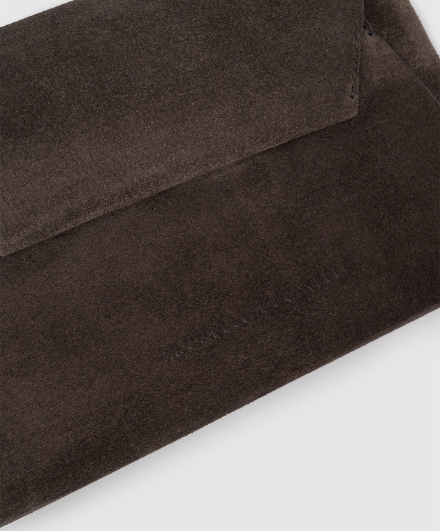 Brunello Cucinelli Темно-коричневий замшевий клатч з тисненням логотипа MWDLD2722P зображення 4