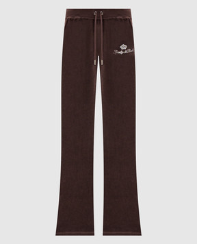 Sporty & Rich Коричневые велюровые спортивные штаны Juicy PA067716689BR03