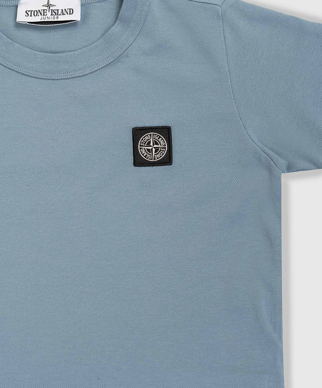 Stone Island Дитяча блакитна футболка з нашивкою логотитпа L1S162100001S001814 зображення 3