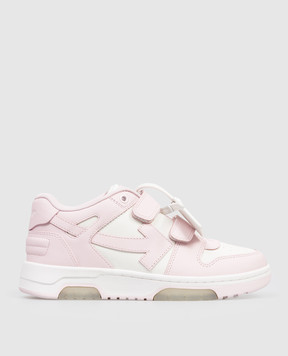 Off-White Дитячі рожеві шкіряні кросівки Out Of Office OGIA005S26LEA001