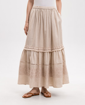 Max Mara Weekend Бежева спідниця WKIPALLORE з льону WKIPALLORE