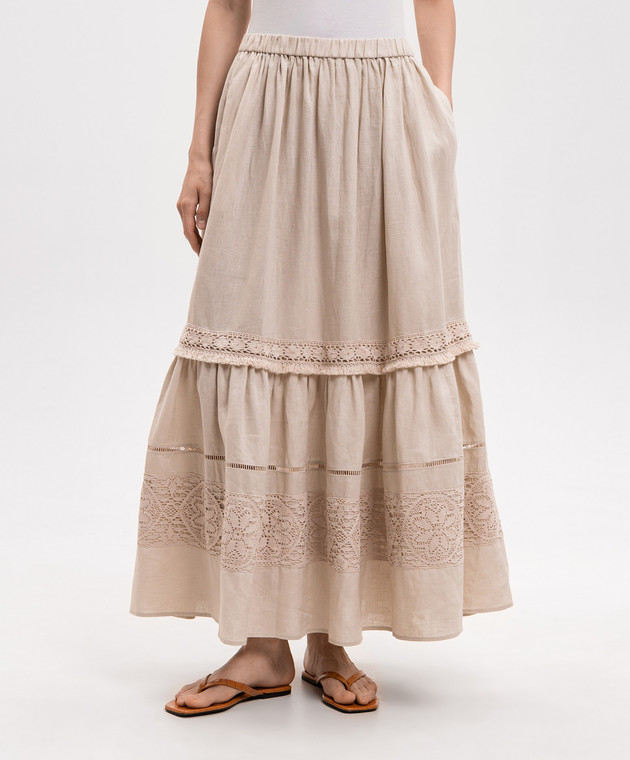 Max Mara Weekend Бежева спідниця WKIPALLORE з льону WKIPALLORE зображення 3