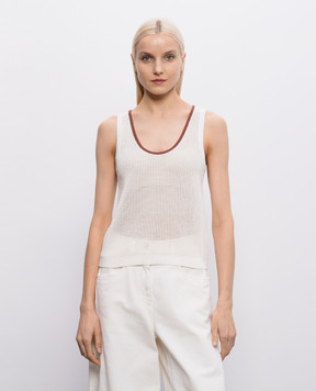 Brunello Cucinelli Ажурний топ кольору айворі M19225720