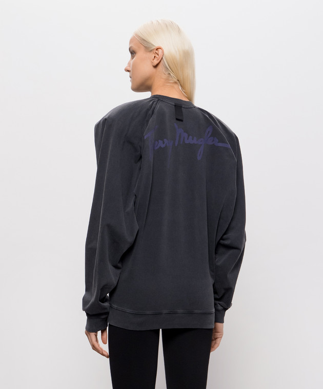 Thierry Mugler Темно-сірий світшот з акцентними плечима 26F3TS01306032 зображення 4