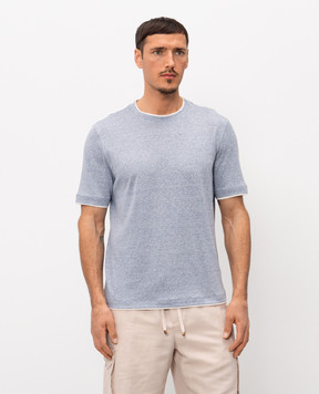 Brunello Cucinelli Блакитна меланжева футболка з льоном MW8357427