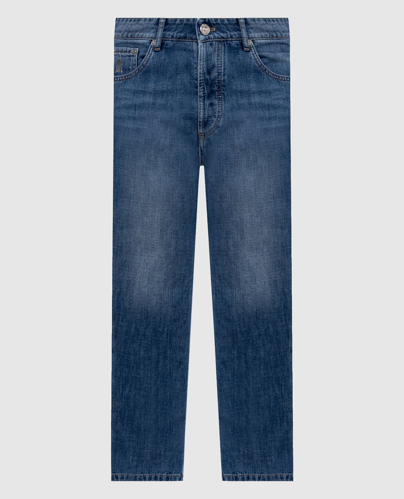 Синие джинсы с вышивкой эмблемы