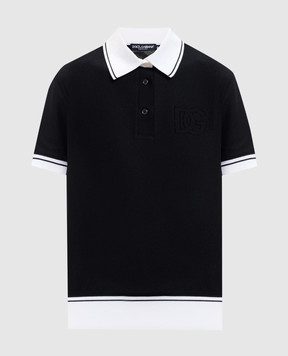 Dolce&Gabbana Черное поло с нашивкой монограммы F8V33ZGDDMH
