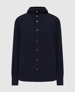 Kiton Синяя рубашка из шерсти и кашемира с капюшоном UMCMARK0162G