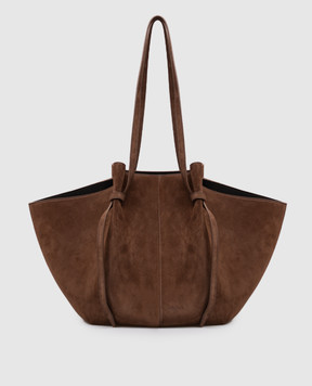 YUZEFI Коричневая замшевая сумка-тоут MOCHI LARGEMOCHISUEDE