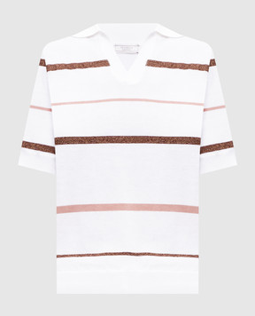Peserico Біле поло в смужку з люрексом A99092F149173M