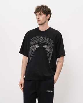 Off-White Черная футболка Skyline 44MAA120Z26J006