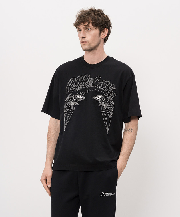 Off-White Чорна футболка Skyline 44MAA120Z26J006 зображення 3