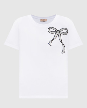 Twinset Біла футболка з бантом 252TT2312