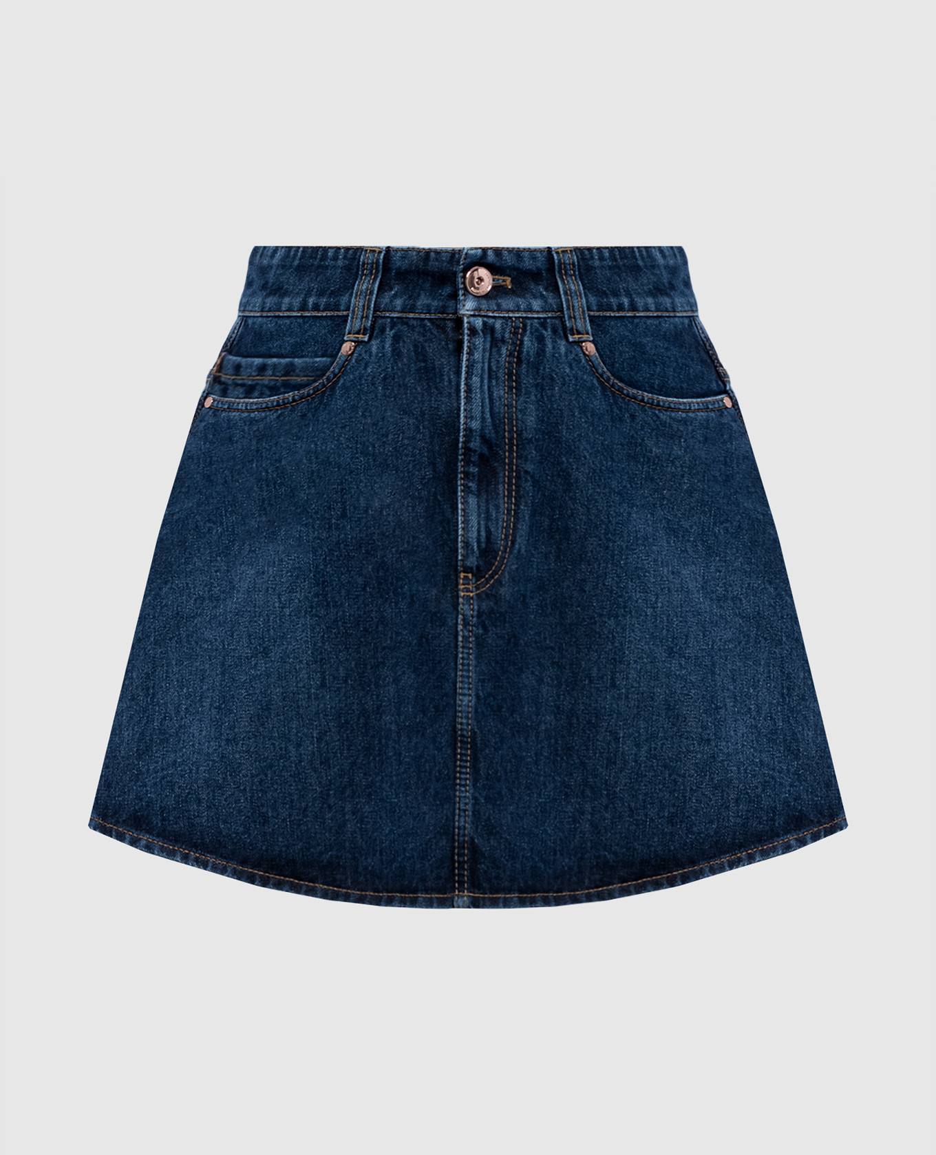 

Синяя юбка джинсовая мини с цепочкой мониль, Синий, Юбки-а-силуэта