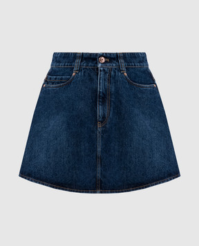 Brunello Cucinelli Синя джинсова спідниця міні з ланцюжком моніль MA095G3988