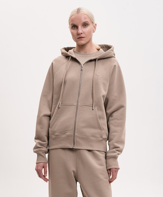 Ami Paris Бежевая спортивная куртка с эмблемой USW759747w изображение 3
