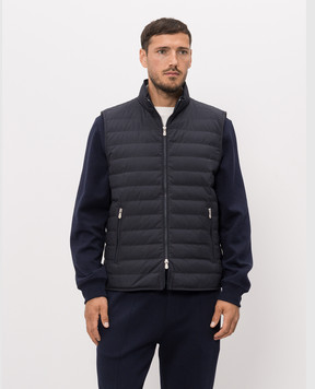 Brunello Cucinelli Синій пуховий жилет MV4081797
