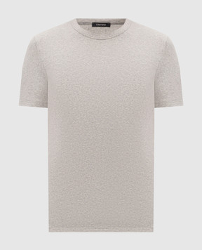 Tom Ford Сіра меланжева футболка з нашивкою логотипа T4M081040