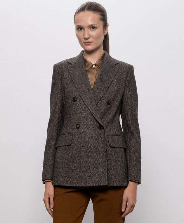 Max Mara Коричневый двубортный жакет CRESTA MSTCRESTA изображение 3