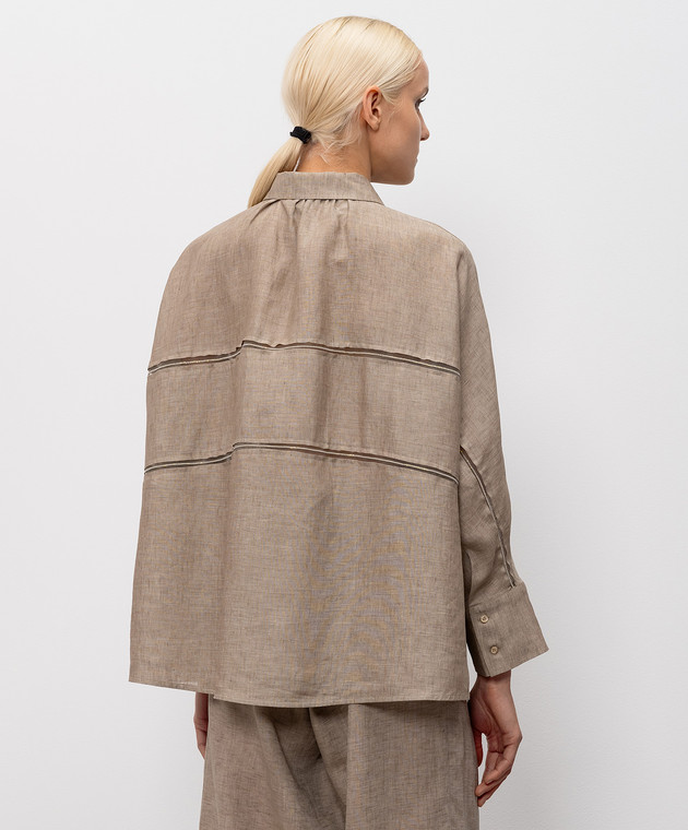 Fabiana Filippi Коричневая рубашка из льна CAD276F309M161 изображение 4