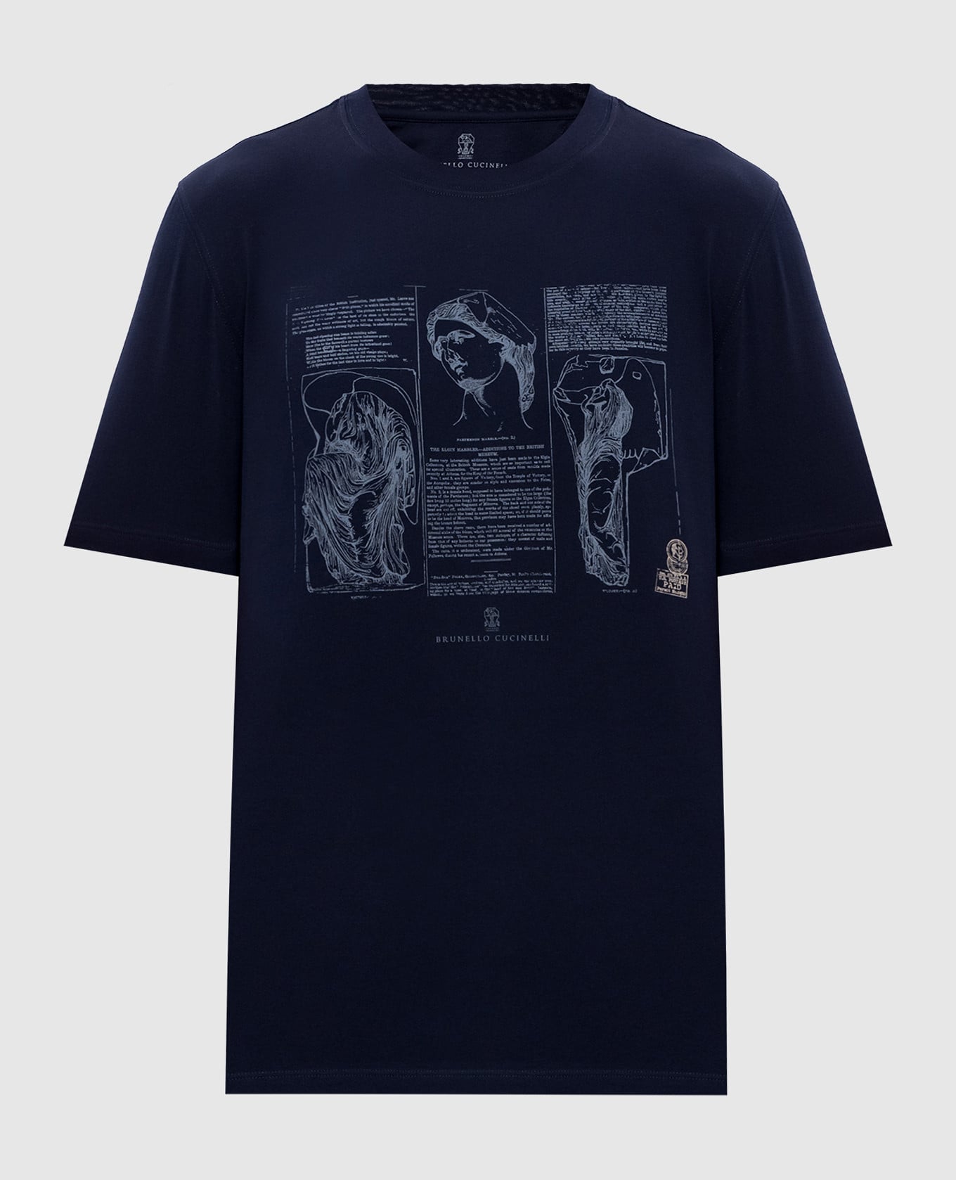 Синяя футболка с брендовым принтом