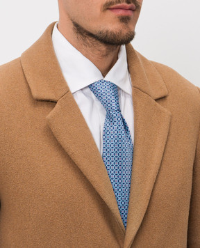 Stefano Ricci Блакитна краватка із шовку у візерунок Luxury CX37017