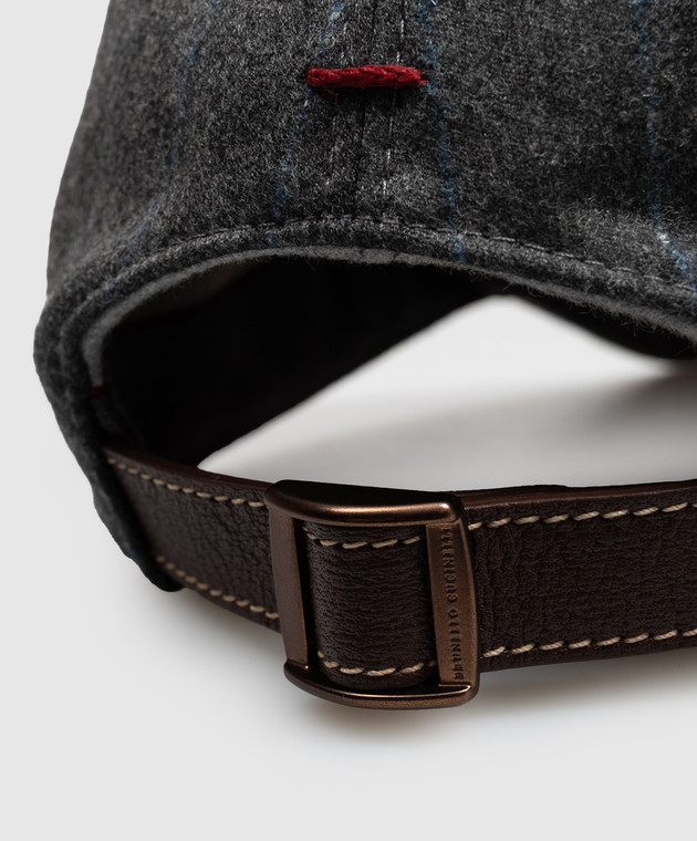 Brunello Cucinelli Серая кепка из шерсти в полоску MV4419850 изображение 4