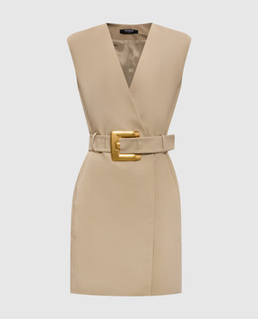 Balmain Бежева сукня з поясом GF1R5168CG43