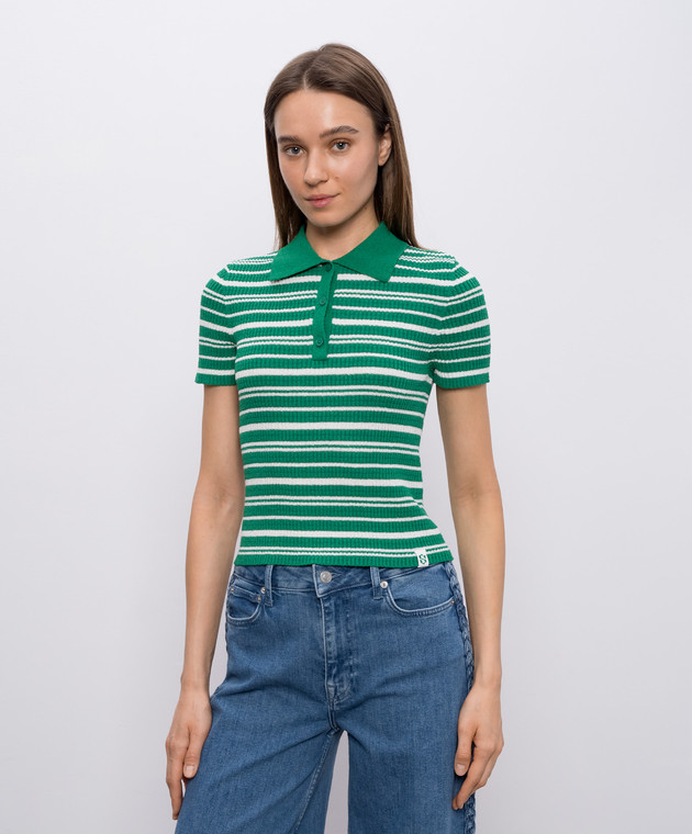 Simkhai Зеленое поло Averie в полоску 2262215K изображение 3
