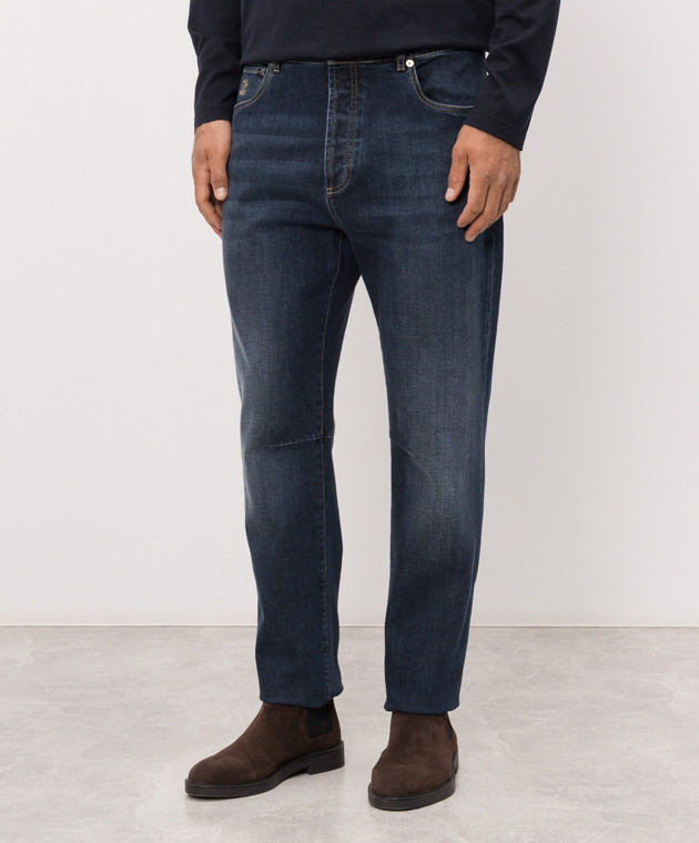 Brunello Cucinelli Сині джинси з патчем логотипа M283PX1290 зображення 2