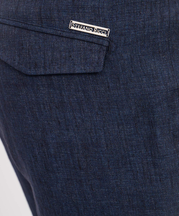 Stefano Ricci Синие шорты из льна M1T6100300L0005Q изображение 5