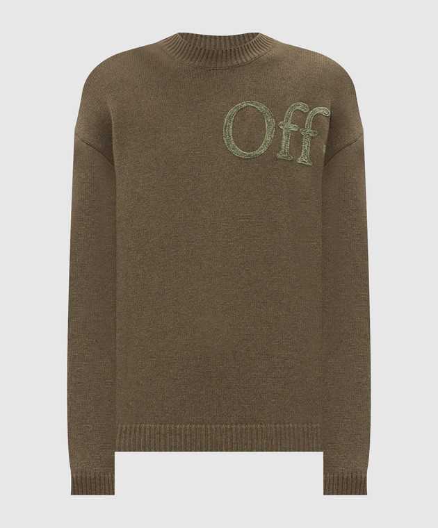 Off-White Свитер цвета хаки с шерстью 44MHE20QF26K001