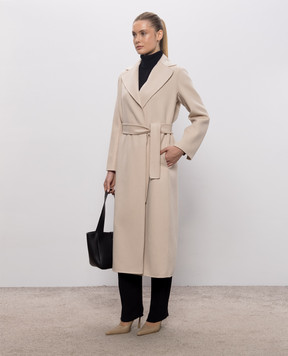 Max Mara Бежевое пальто POLDO на запах из шерсти POLDO