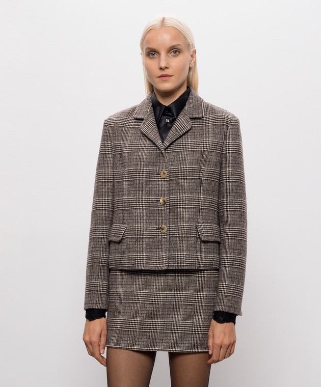 Ermanno Scervino Коричневий жакет з вовни в клітинку D496I301VCZLD зображення 3