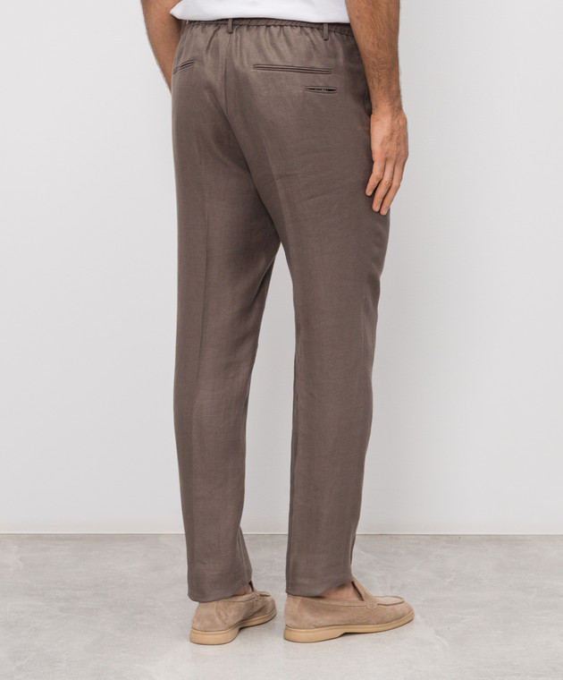 Peserico Коричневые брюки из льна R54295D02606 изображение 4