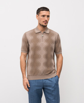 Stefano Ricci Бежевое поло с шелком в узор K818105P31F26171
