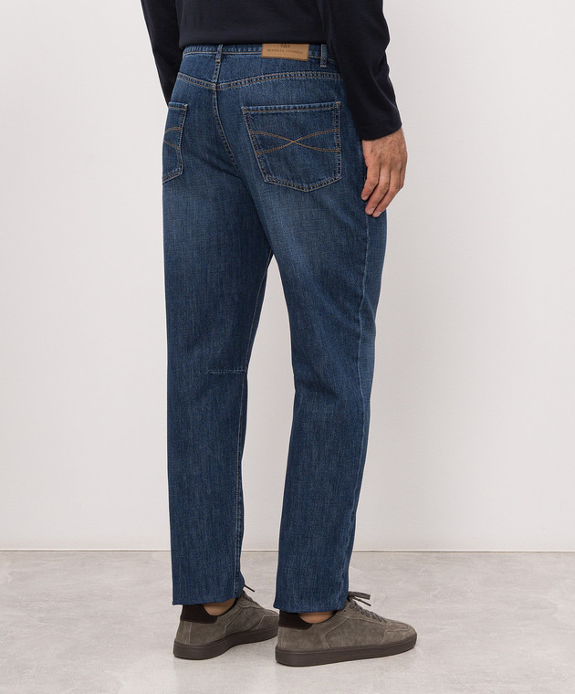 Brunello Cucinelli Синие джинсы с вышивкой эмблемы M0Z37X1290 изображение 4